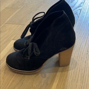 J. Crew Black Lace Up Boots with Suede Finish